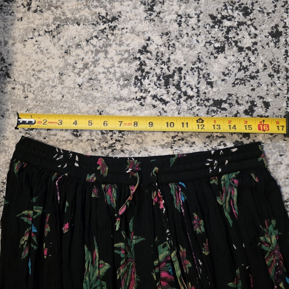 Vintage White Stag Floral Tropical Midi Skirt Flowey Rayon Wmns 16w Boho Coastal - Picture 5 of 6
